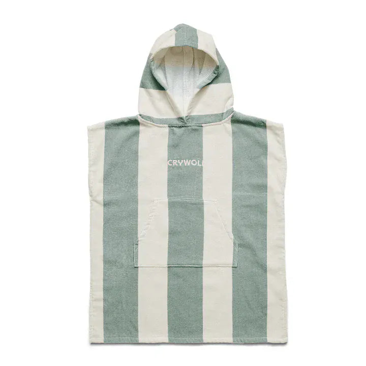 Crywolf Boys Swimwear Hooded Towel - Moss Stripe
