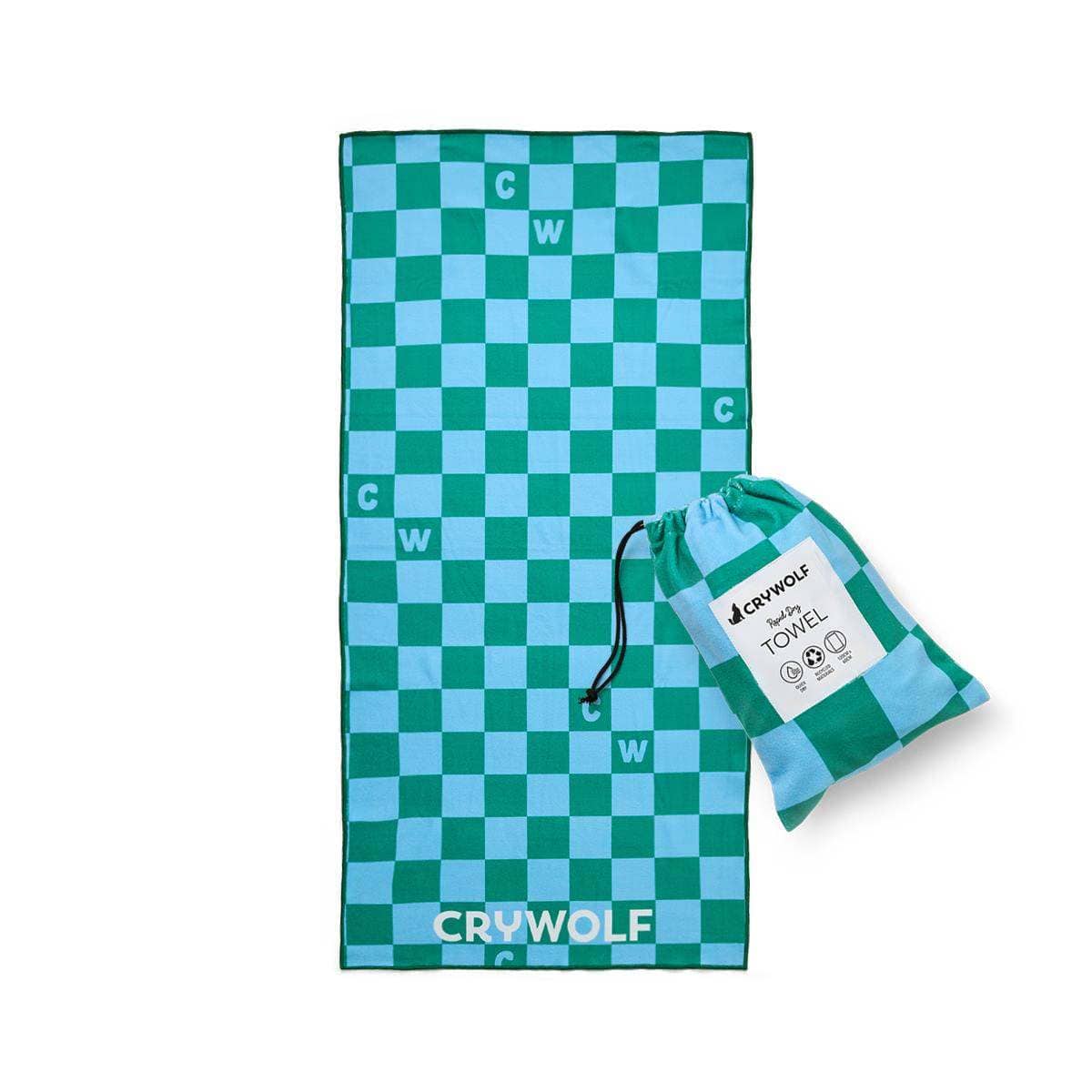 Crywolf Boys Swimwear RAPID DRY TOWEL Sea Green Check