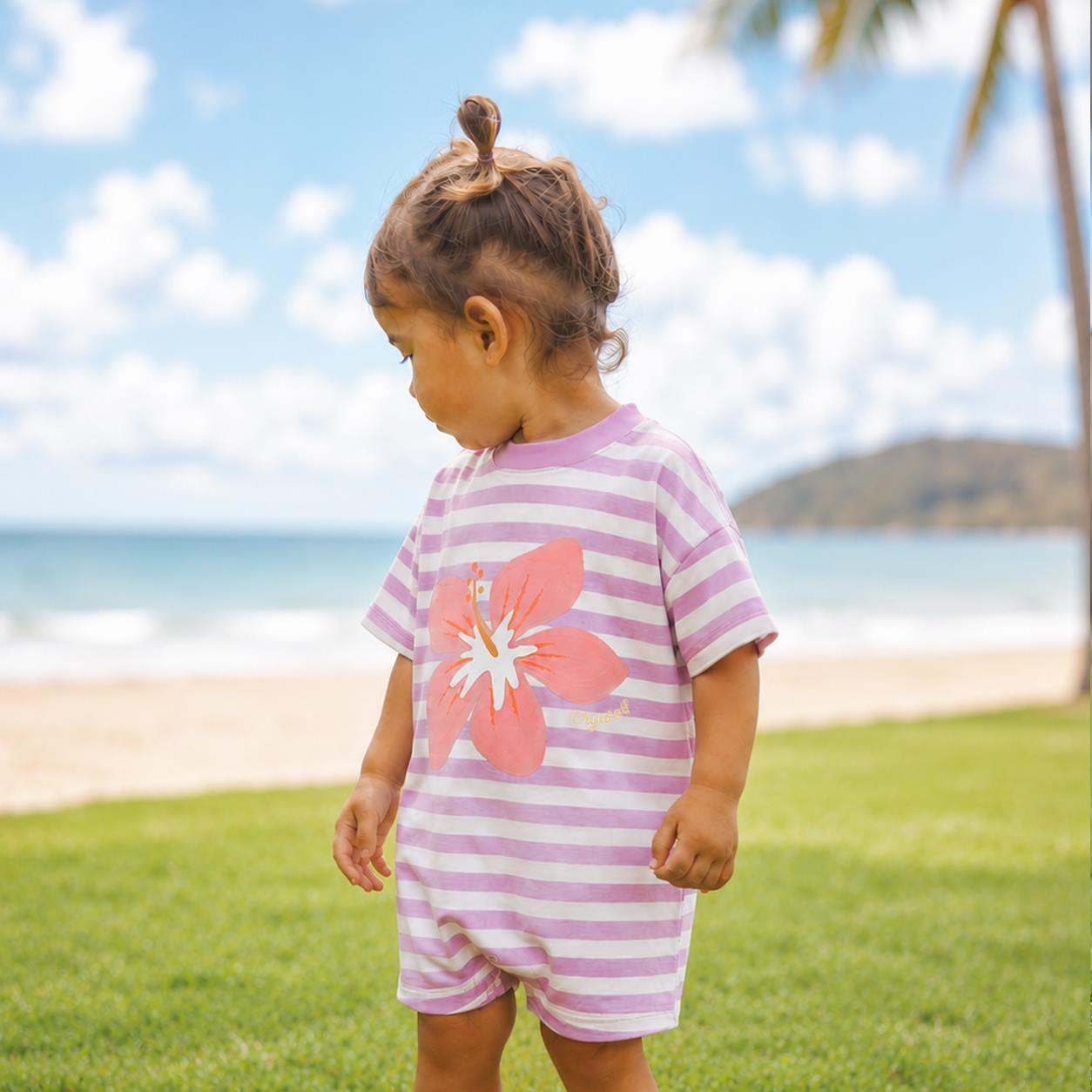 Crywolf Chill Romper SUN SMART ROMPER Hibiscus Stripe