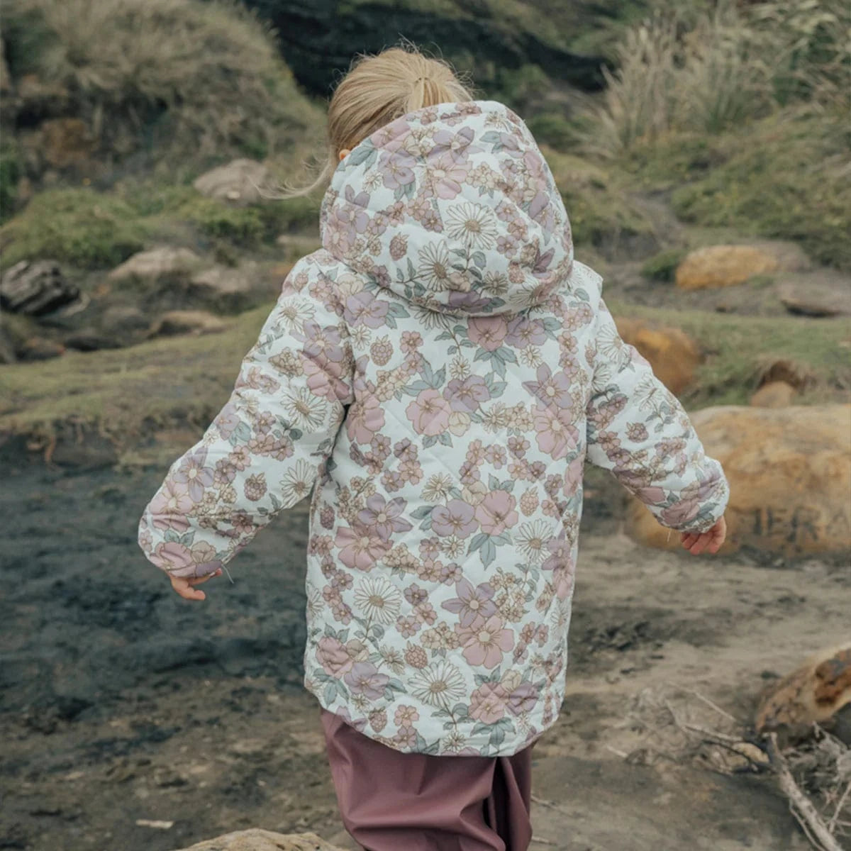 Crywolf Girls Jacket REVERSIBLE ECO-PUFFER Daisy Floral