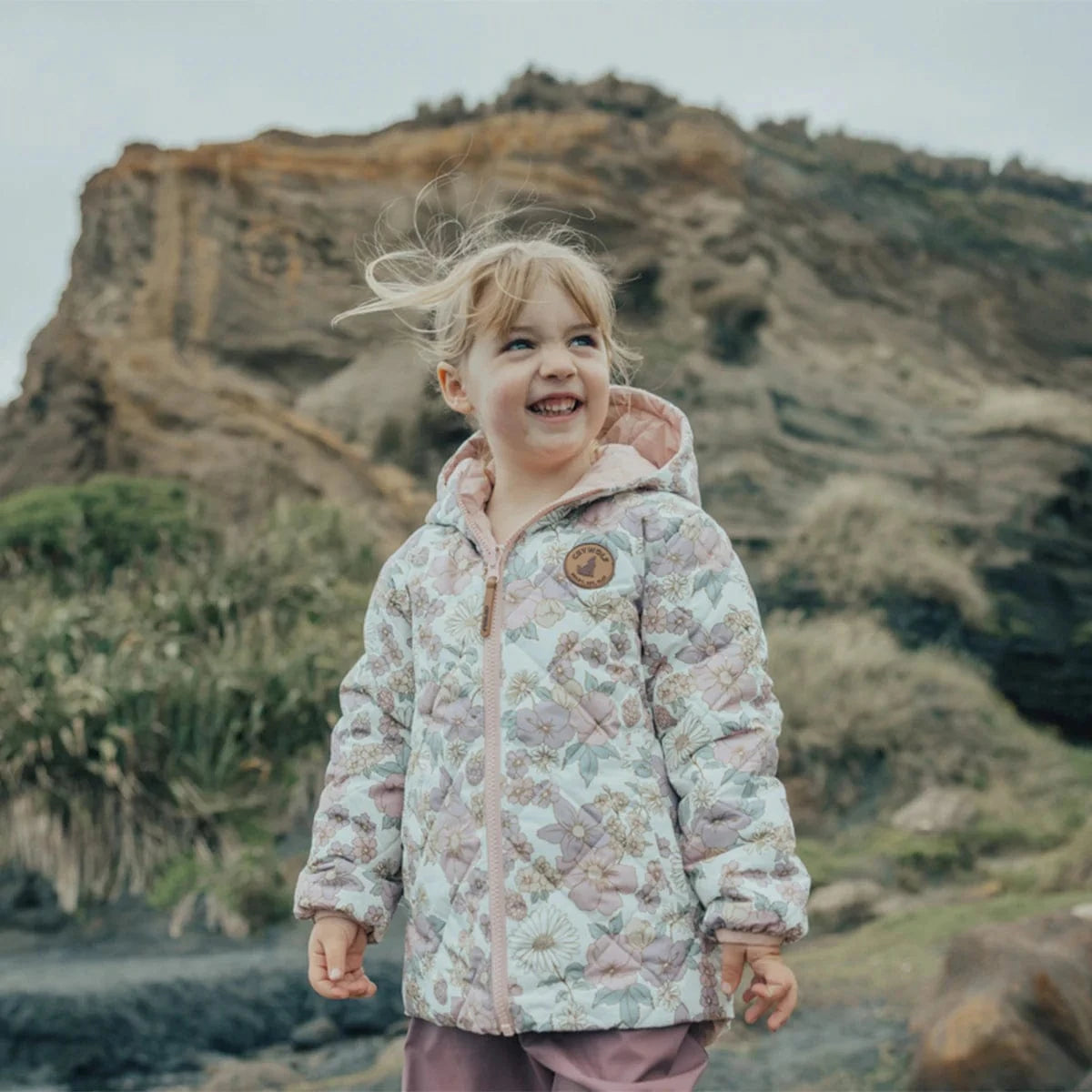 Crywolf Girls Jacket REVERSIBLE ECO-PUFFER Daisy Floral