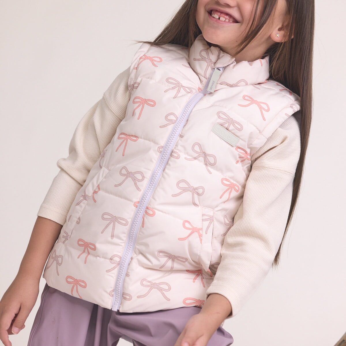 Crywolf Girls Jacket REVERSIBLE ECO-PUFFER VEST Bows