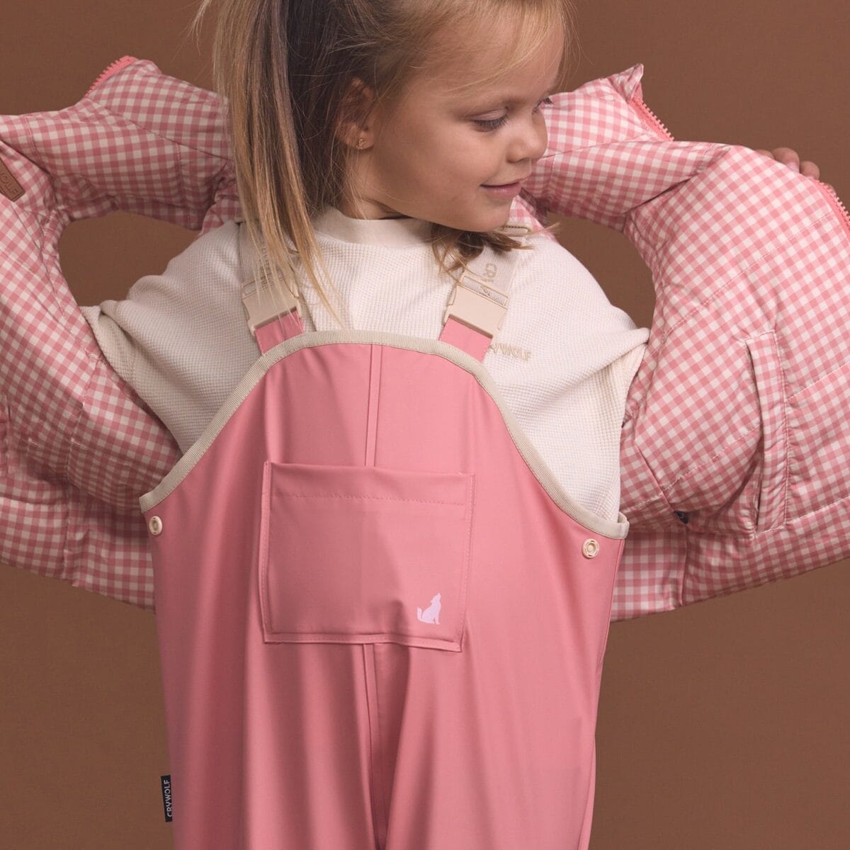 Crywolf Girls Pants RAIN OVERALLS Rose