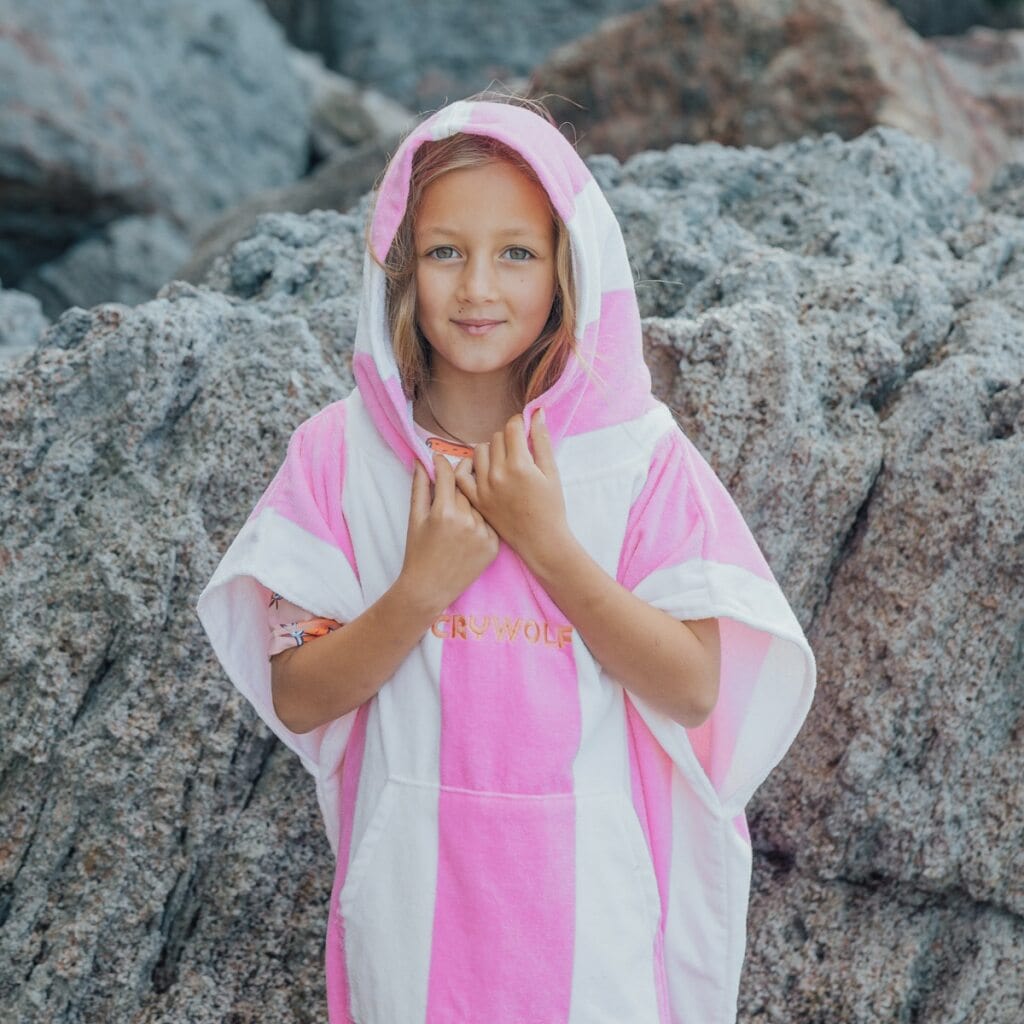 Crywolf Girls Swimwear Hooded Towel - Candy Stripe