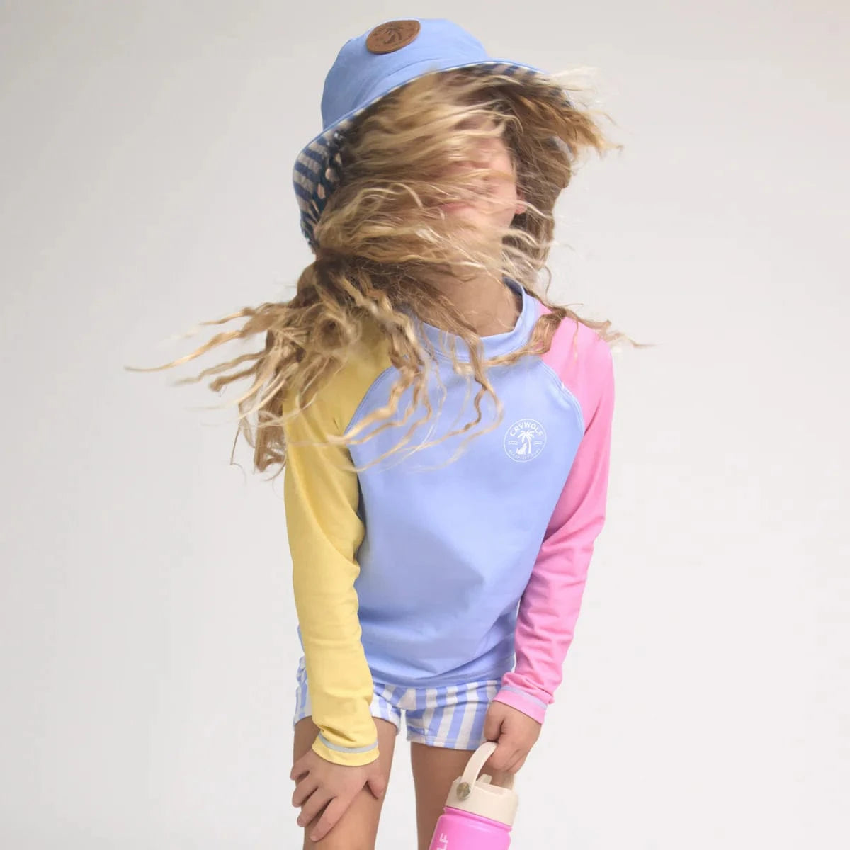Crywolf Girls Swimwear Long Sleeve Rash Vest - Pop Colourblock