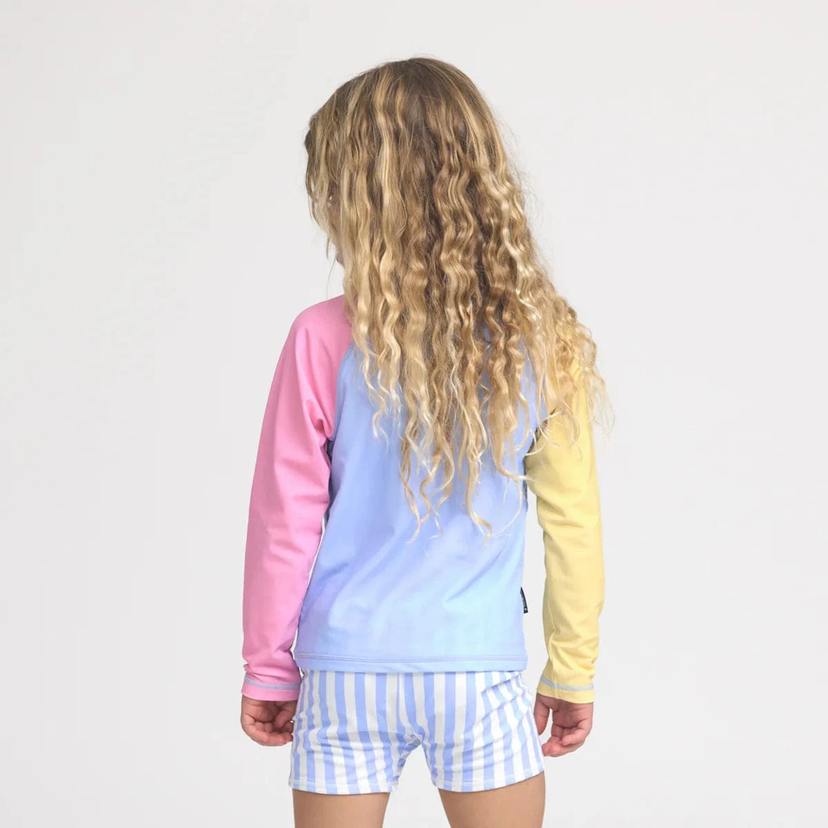 Crywolf Girls Swimwear Long Sleeve Rash Vest - Pop Colourblock