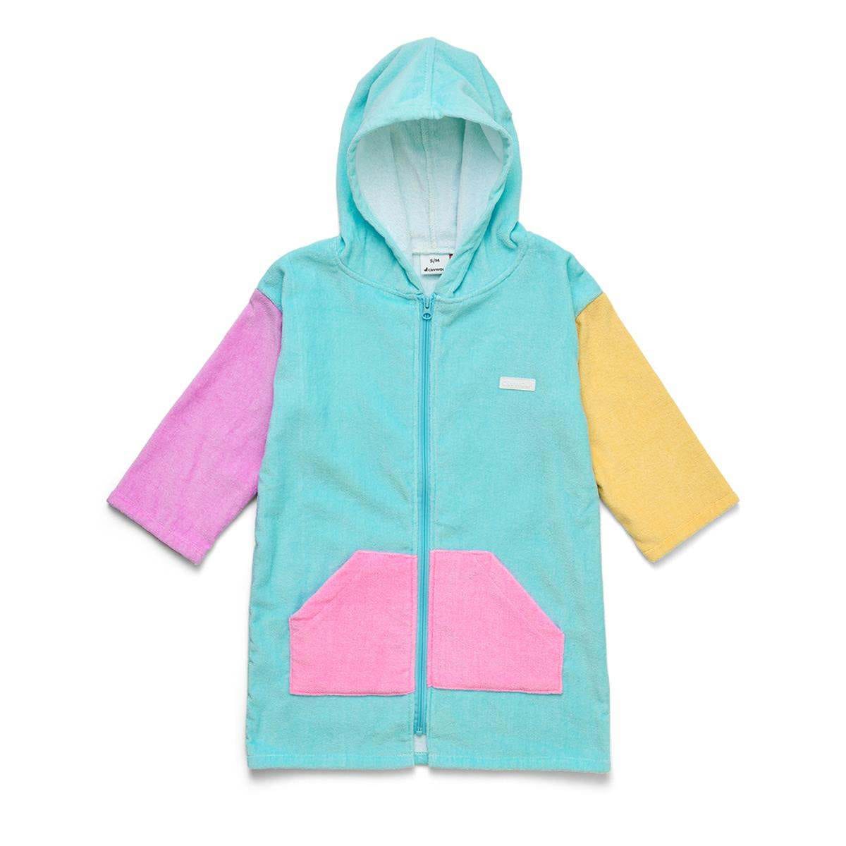 Crywolf Girls Swimwear S/M ZIP-UP TOWEL Poolside Colourblock