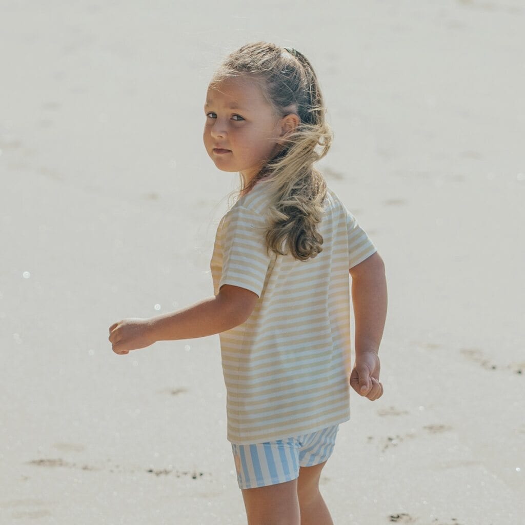Crywolf Girls Swimwear Sunsmart Tshirt Lucky You Stripe