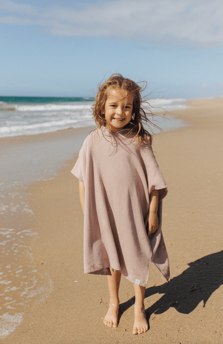 Current Tyed Children Accessories Dusty Rose Waffle Beach Poncho