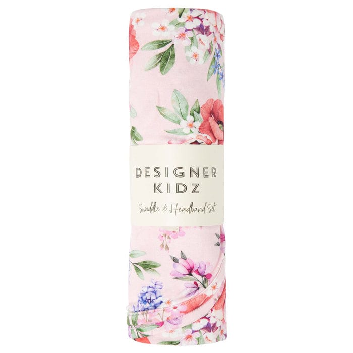 Designer Kidz Baby Accessory Frankie Floral Swaddle & Headband Set