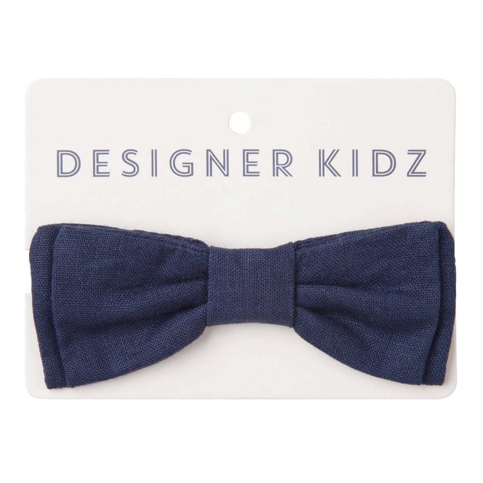 Designer Kidz Boys Accessory Finley Linen Bow Tie - Navy