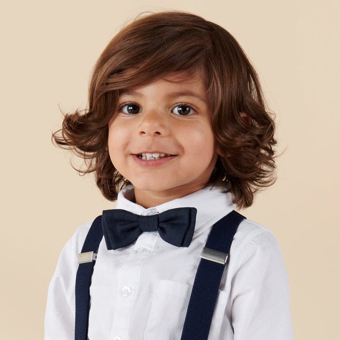 Designer Kidz Boys Accessory Finley Linen Bow Tie - Navy