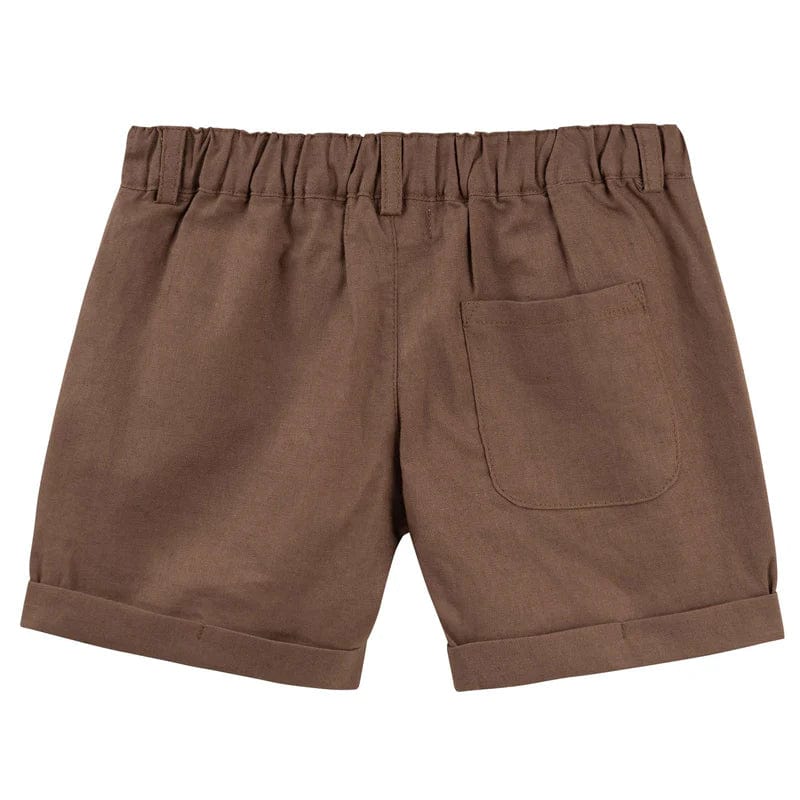 Designer Kidz Boys Bottoms Finley Linen Shorts - Chocolate