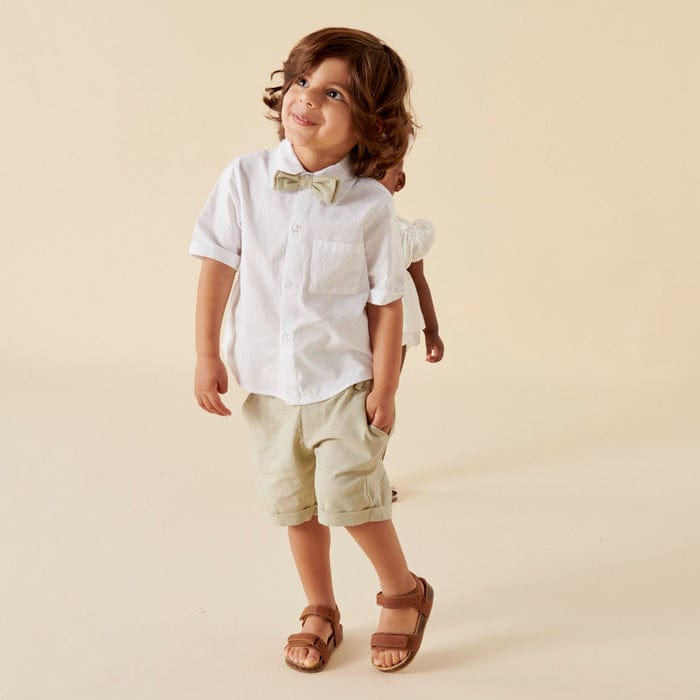 Designer Kidz Boys Bottoms Finley Linen Shorts - Pistachio