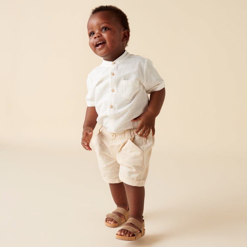 Designer Kidz Boys Bottoms Finley Linen Shorts - Sand
