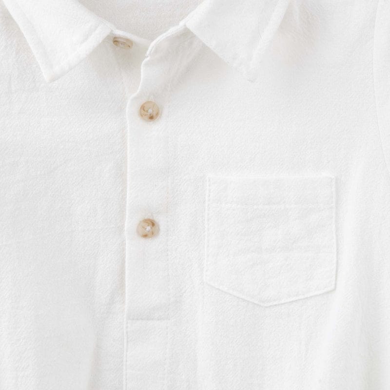 Designer Kidz Boys Tops Archie Formal S/S Button Romper - Ivory