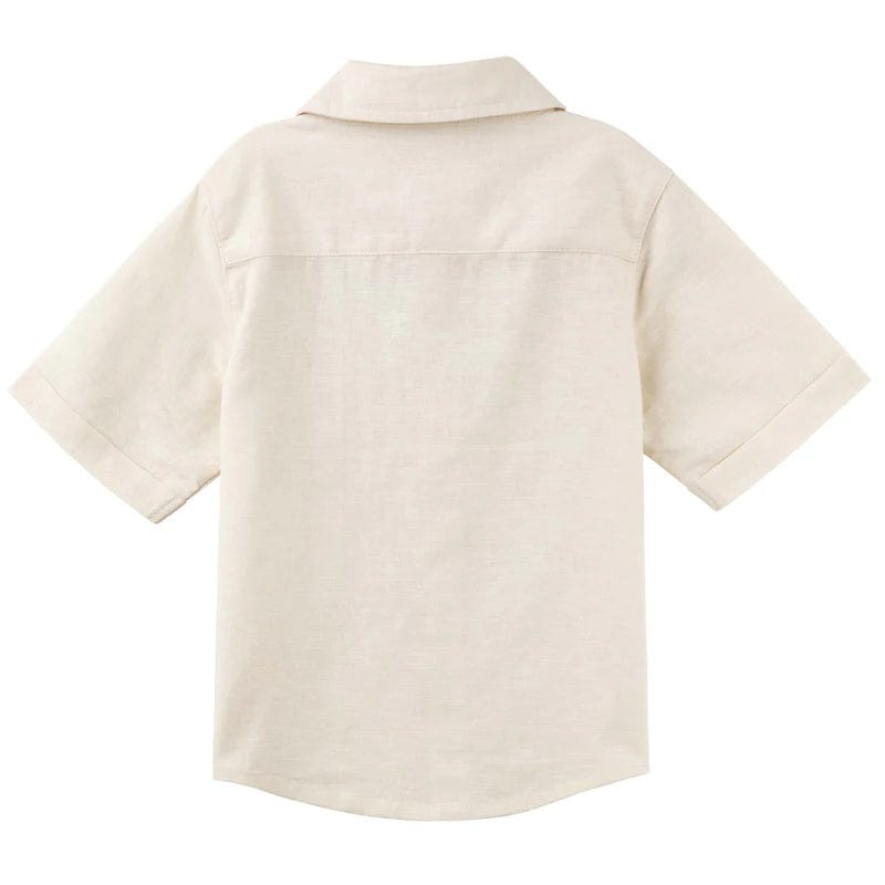Designer Kidz Boys Tops Benji Linen S/S Button Shirt - Oat
