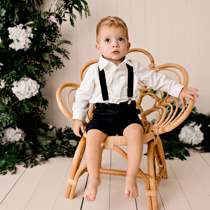 Designer Kidz Boys Tops Jackson L/S Formal Romper - White