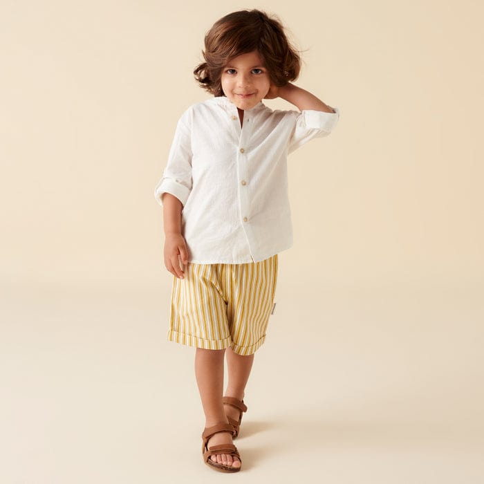 Designer Kidz Boys Tops Leo L/S Button Shirt - Ivory