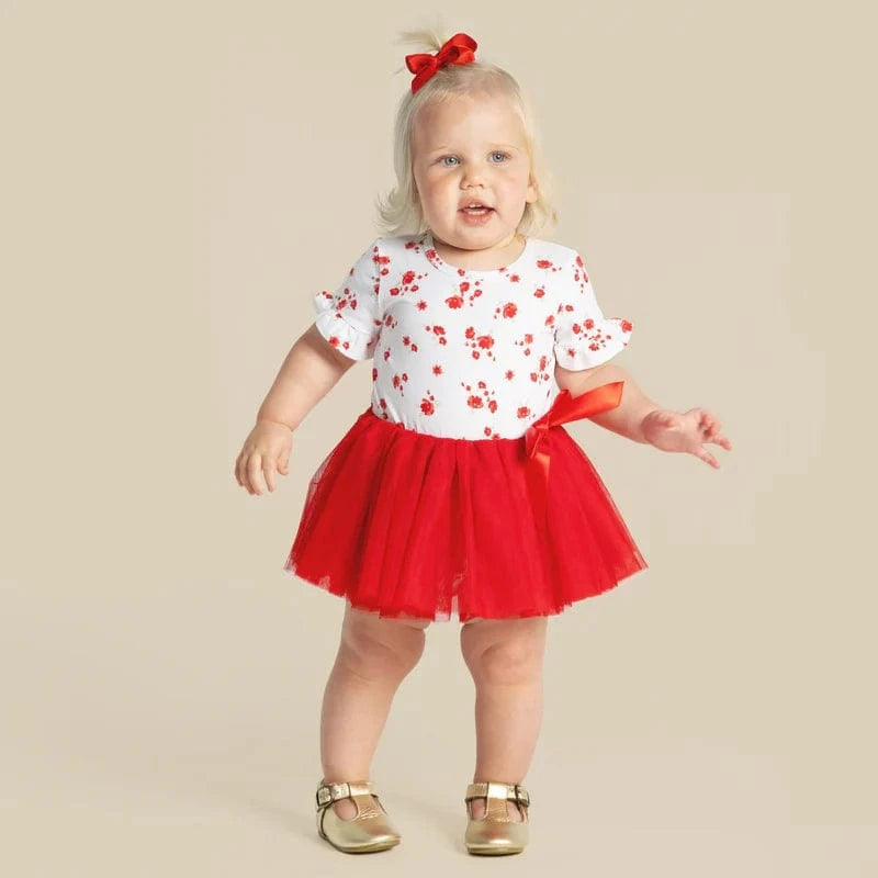Designer Kidz Girls All In One 0-3M Alyssa Floral S/S Tutu Romper