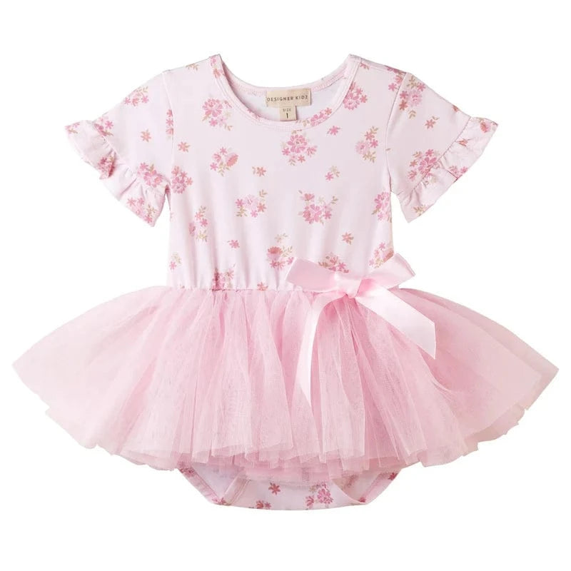 Designer Kidz Girls All In One Bella Floral S/S Tutu Romper