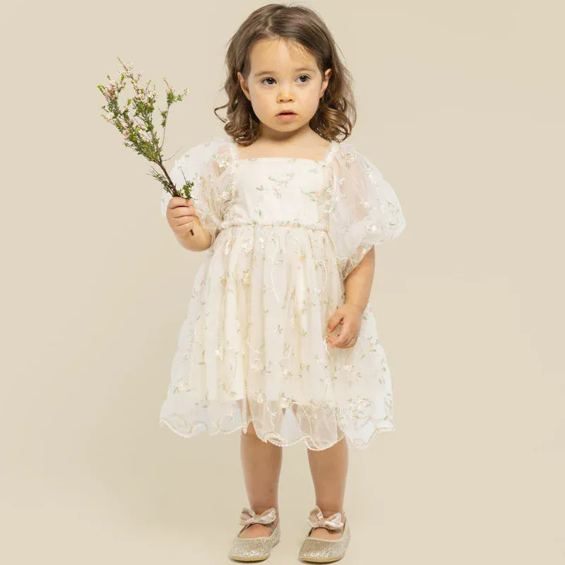 Designer Kidz Girls Dress 1Y Ava Embroidered Floral Dress