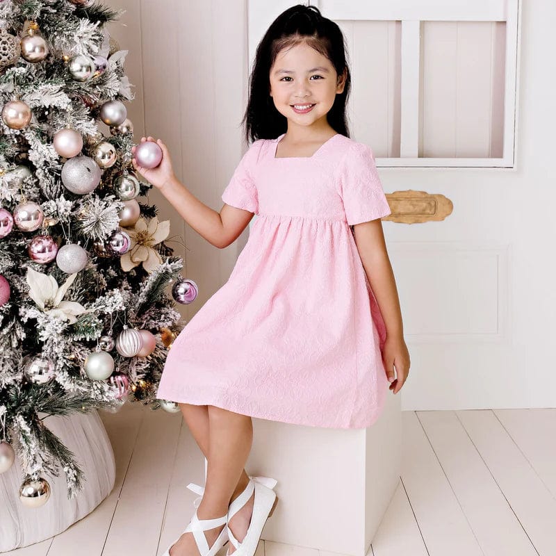 Designer Kidz Girls Dress Fleur Broderie Dress - Pink