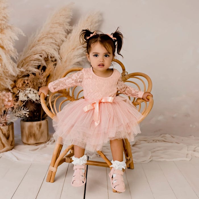 Designer Kidz Girls Dress My First Lace Tutu L/S- Tea Rose