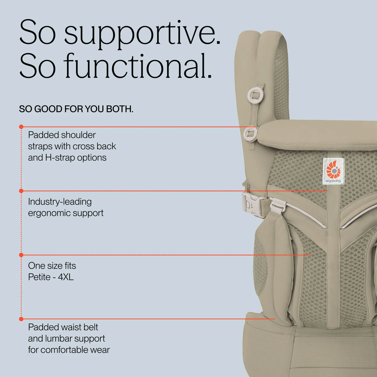 Ergobaby Omni Classic Mesh baby carrier in breathable mesh fabric, ergonomic design for comfortable babywearing.