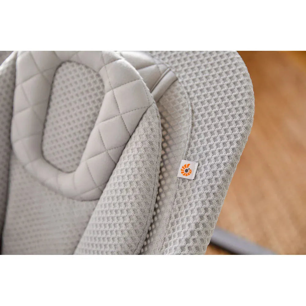 Ergobaby Evolve 3-in-1 Mesh Bouncer in gray, nursery furniture with mesh fabric, adjustable design, and plush seating for babies.