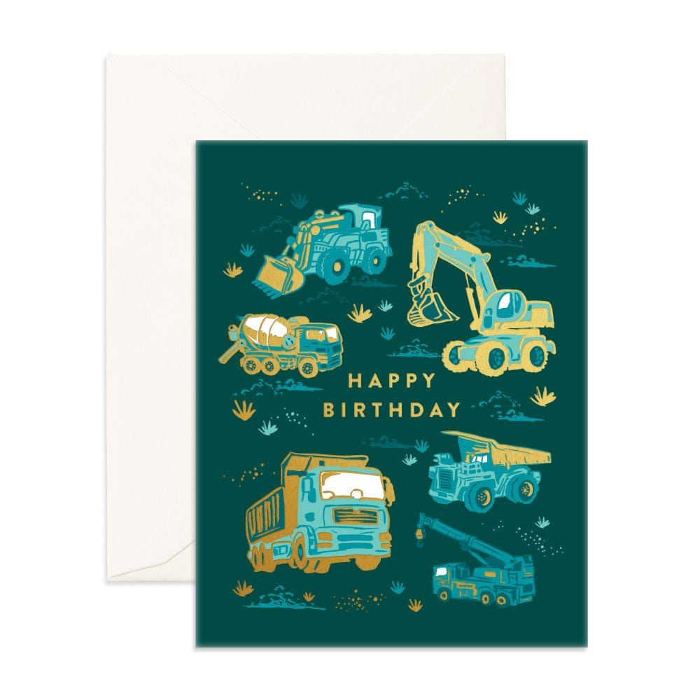 Fox & Fallow Childrens Gifts Happy Birthday Trucks Greeting Card