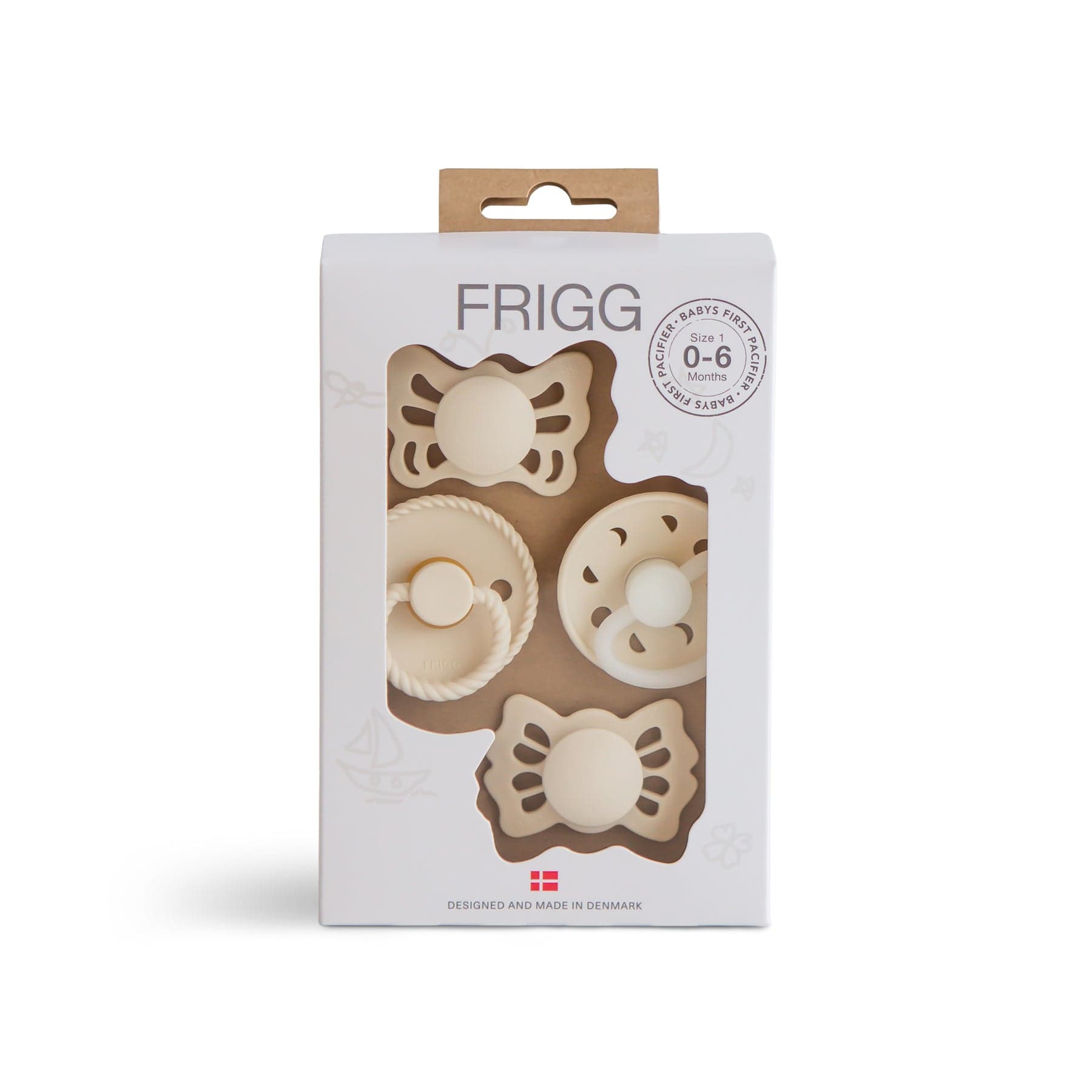 Frigg Baby Accessory Moonlight Sailing Cream Baby's First Pacifier 4 Pack