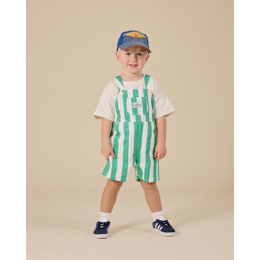 Goldie + Ace Boys All In Ones 6-12M Happy Stripe Button Burton Overall