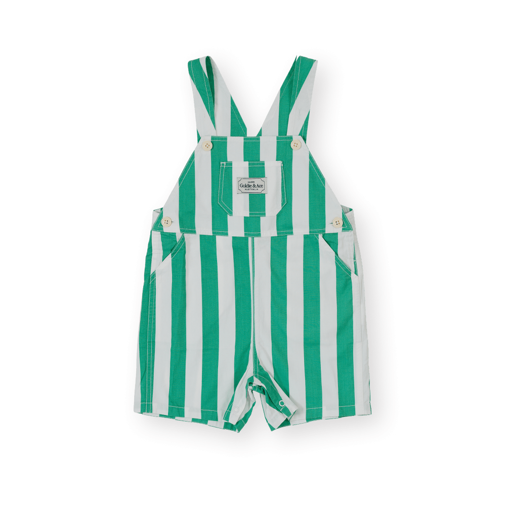 Goldie + Ace Boys All In Ones Happy Stripe Button Burton Overall