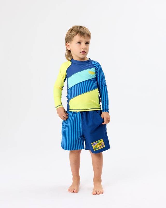 Goldie + Ace Boys Swimwear 3Y Stripe Panel Board Shorts