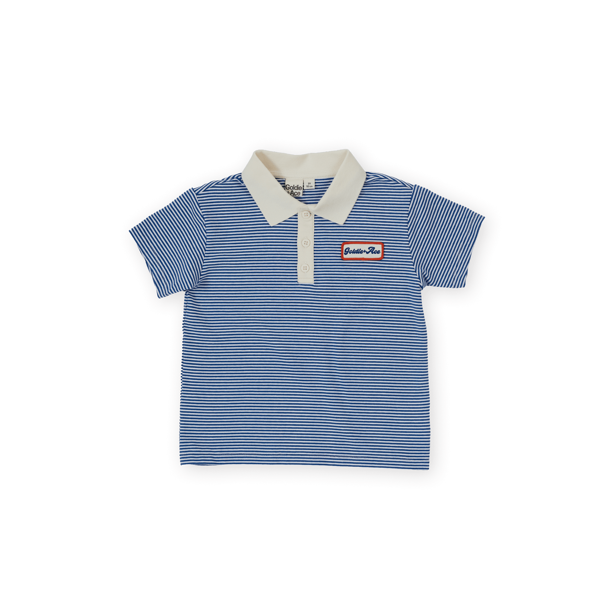 Goldie + Ace Boys Tops Navy Stripe Logo Polo Top