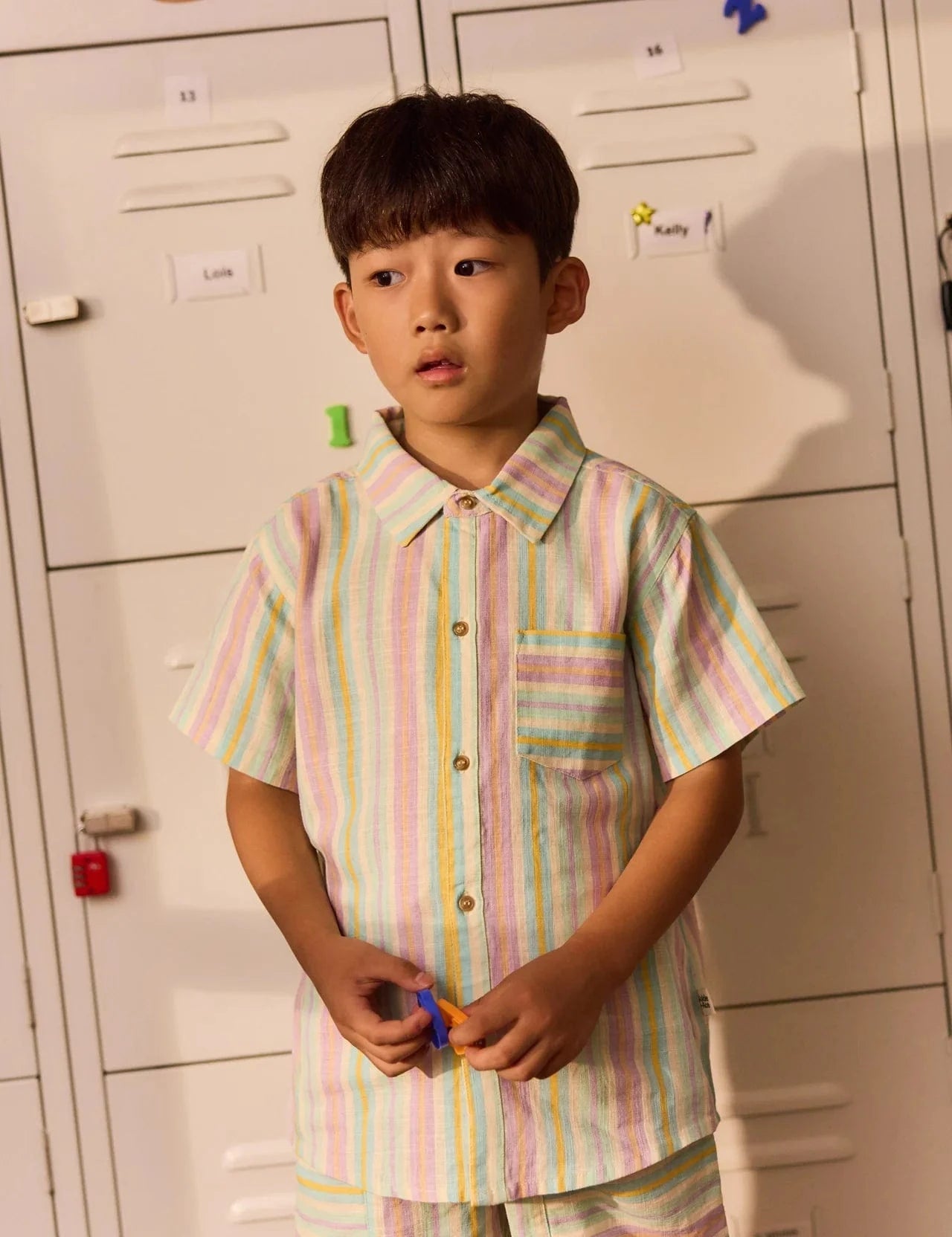Goldie + Ace Boys Tops Resort Stripe Holiday Linen Shirt