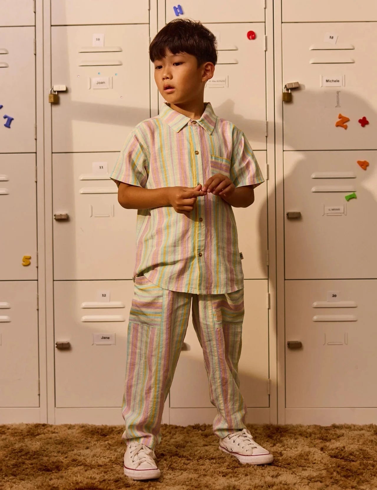 Goldie + Ace Boys Tops Resort Stripe Holiday Linen Shirt