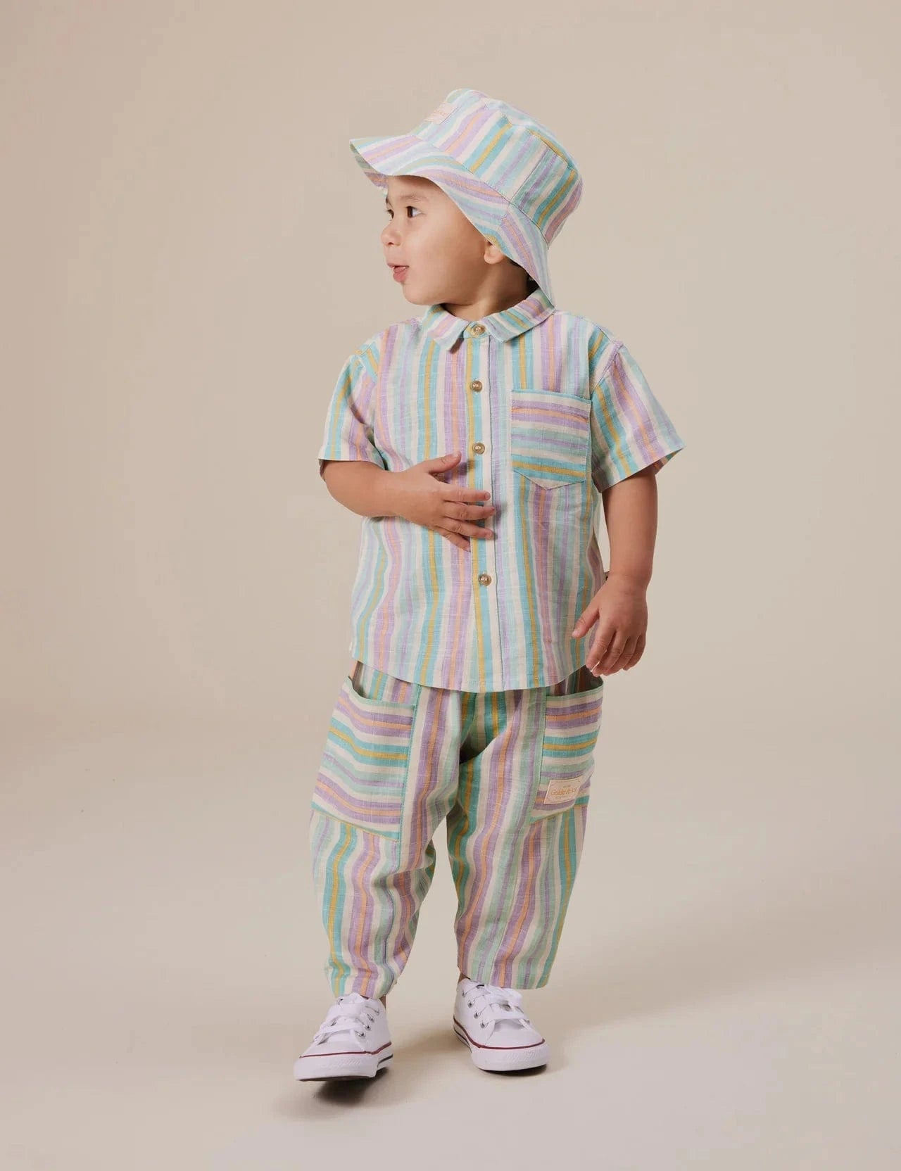Goldie + Ace Boys Tops Resort Stripe Holiday Linen Shirt