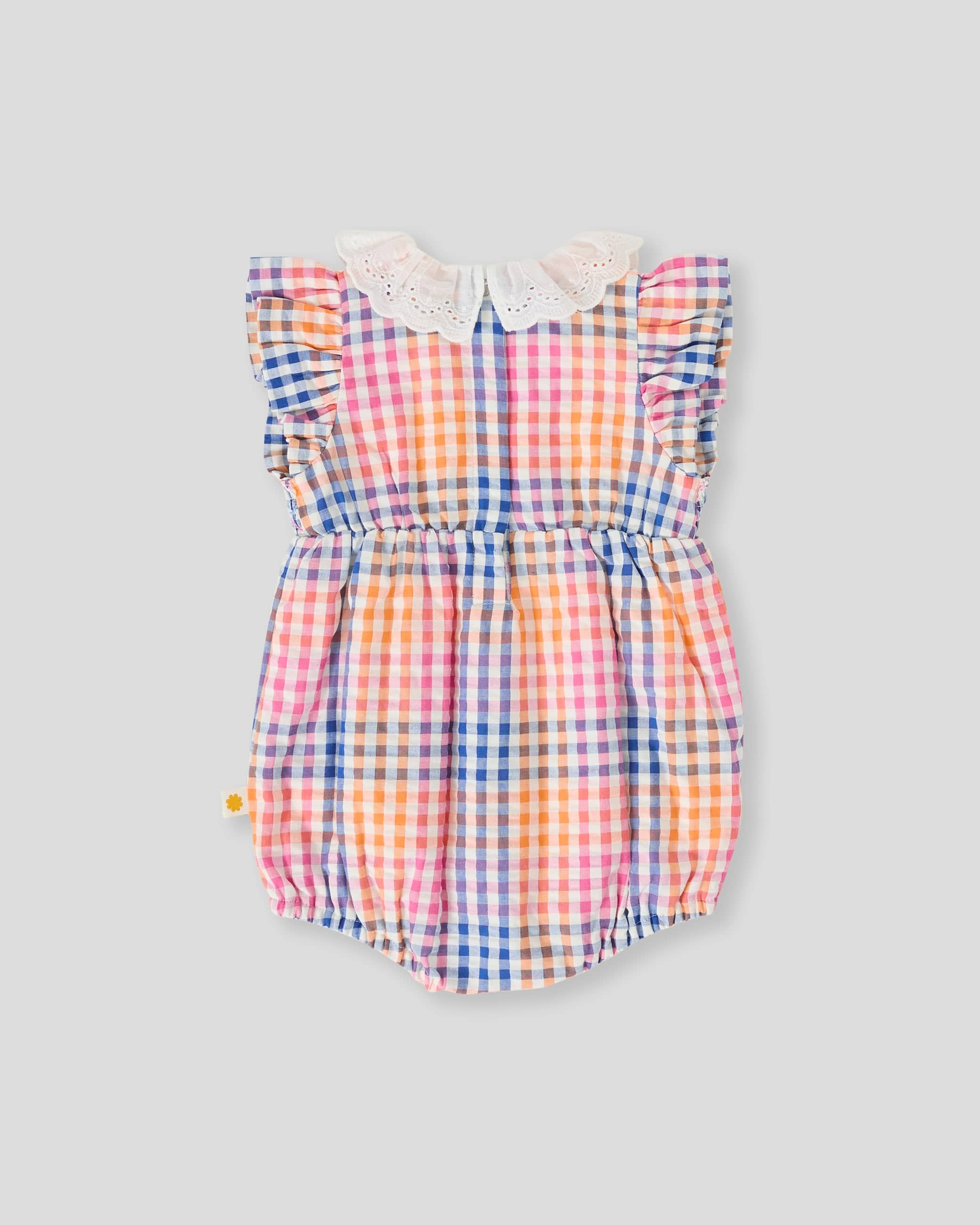 Goldie + Ace Girls All In One Rainbow Gingham Lani Smocked Romper