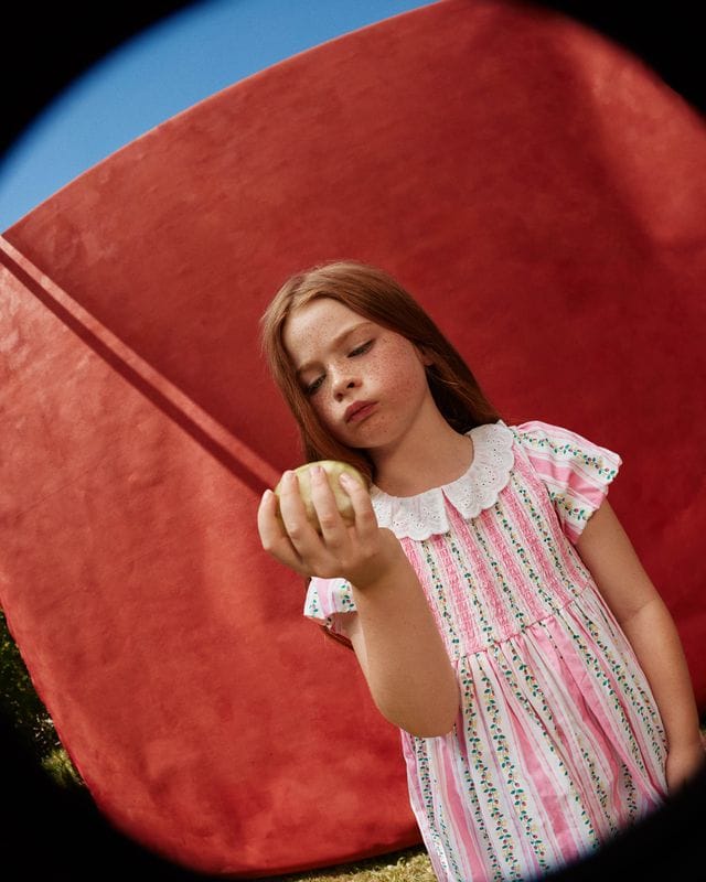 Goldie + Ace Girls Dress Antique Stripe Strawberry Flo Smocked Dress