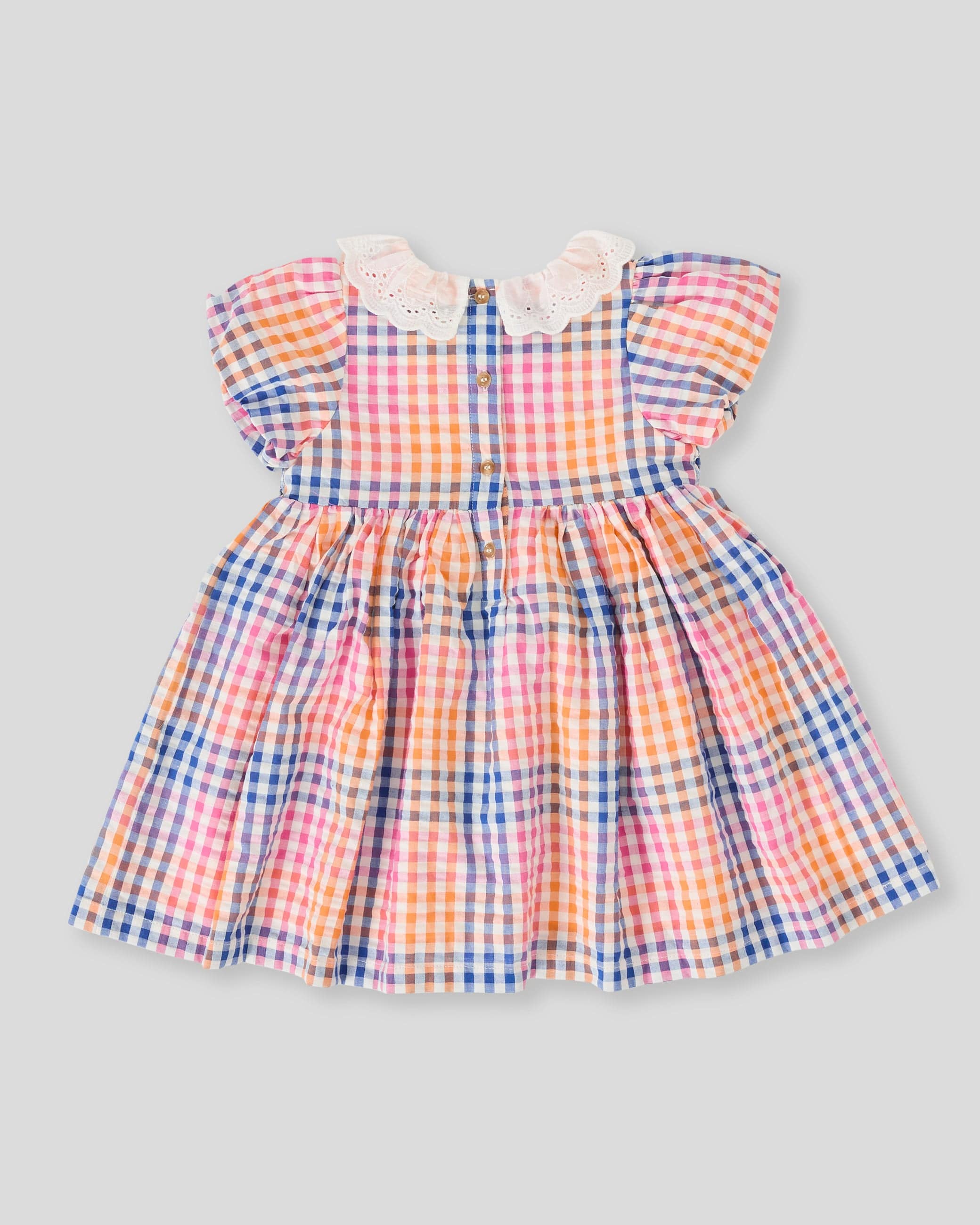 Goldie + Ace Girls Dress Rainbow Gingham Flo Smocked Dress