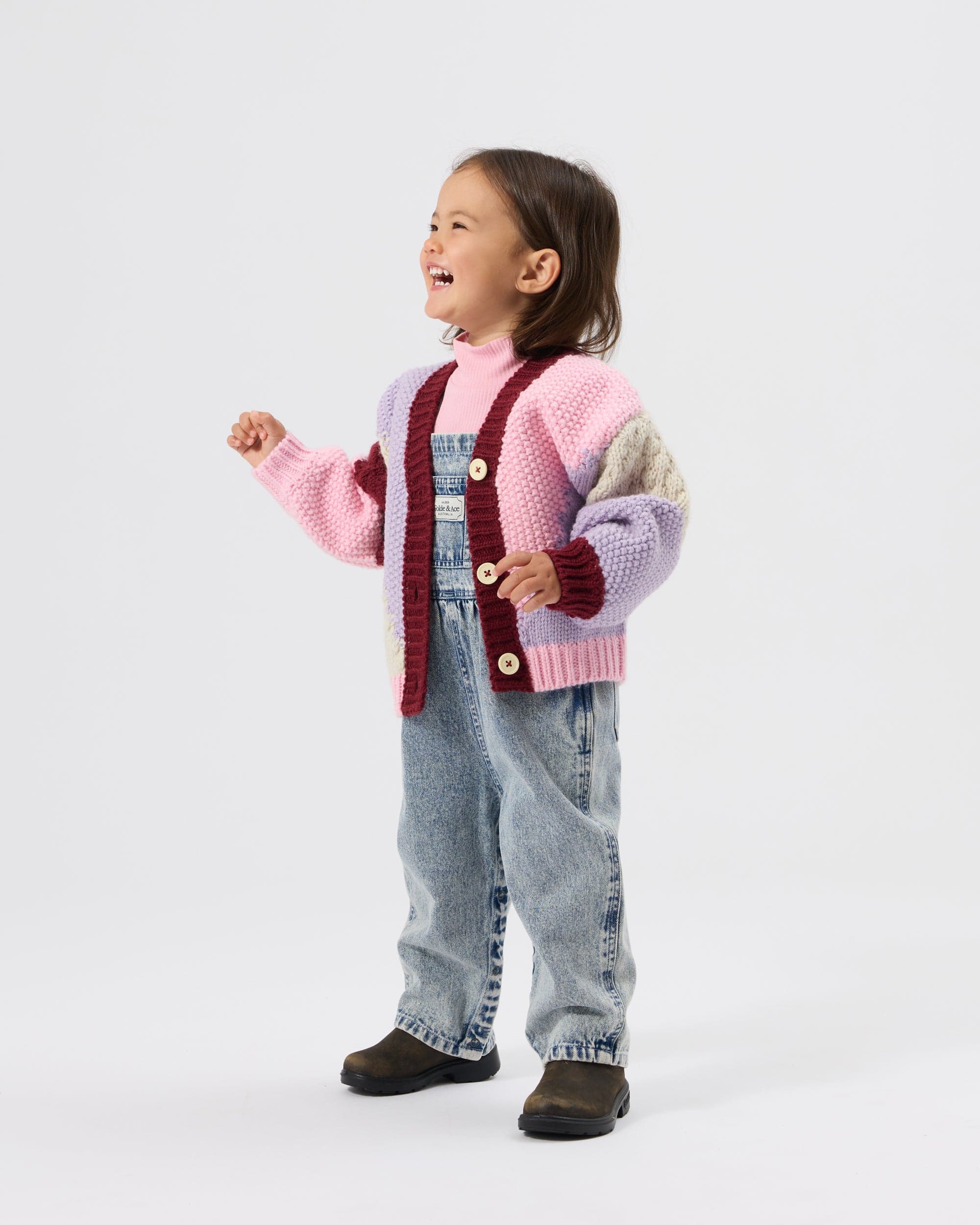 Goldie + Ace Girls Jumper Colour Block Knit Cardigan