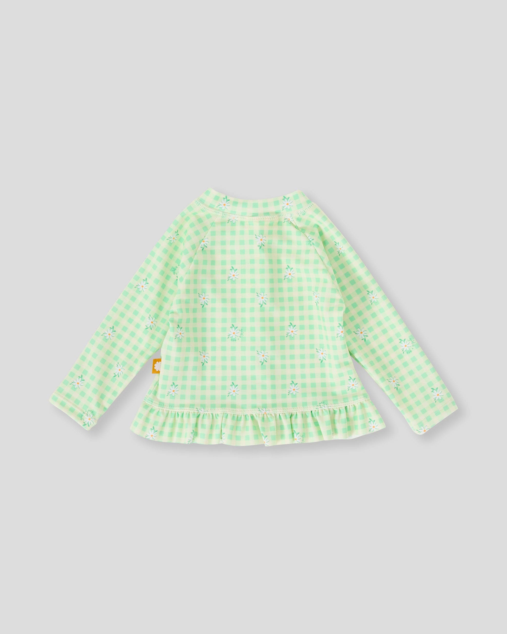 Goldie + Ace Girls Swimwear Gingham Daisy Zip Up Swim Vest & Bikini Bottom 2 Piece Set