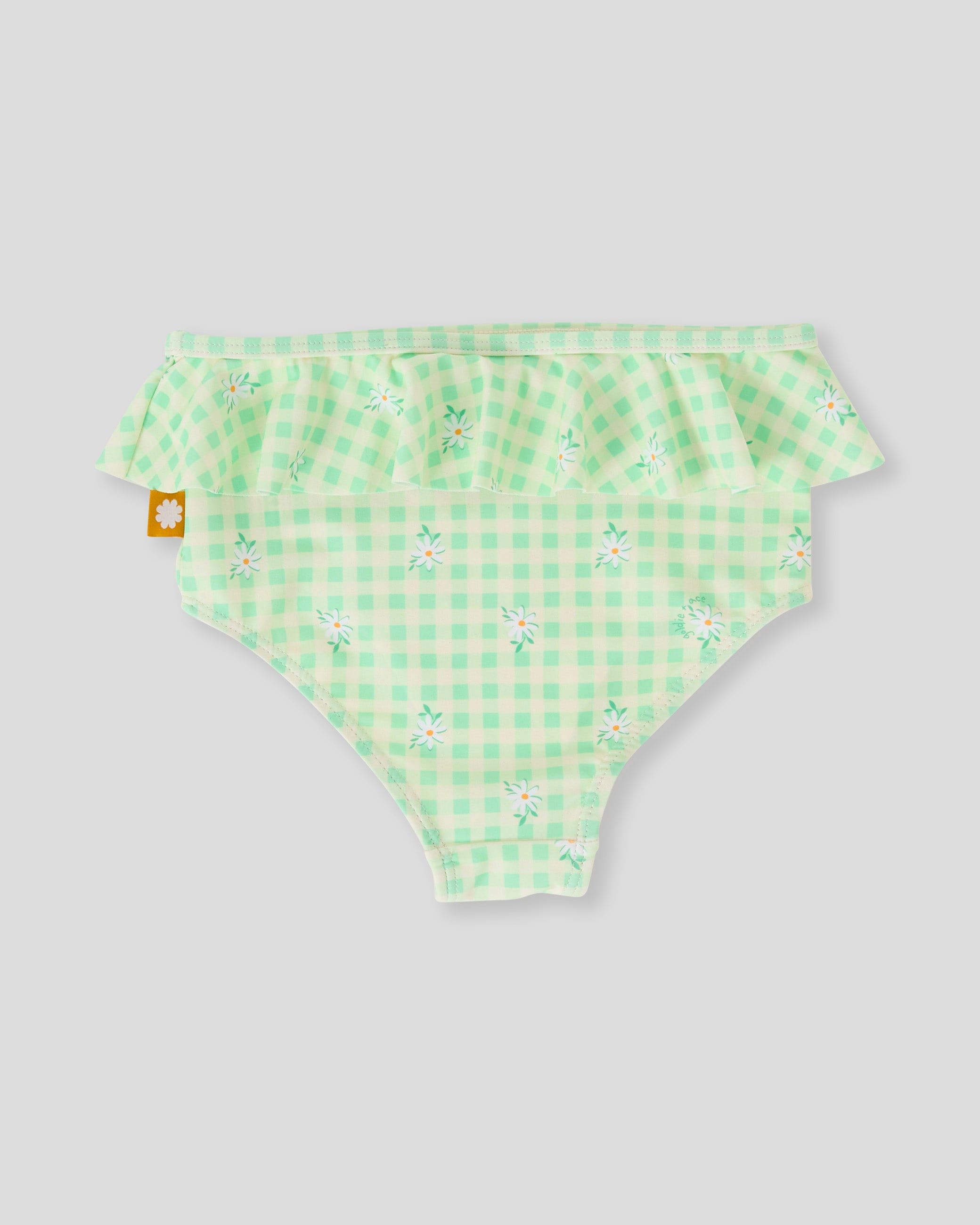 Goldie + Ace Girls Swimwear Gingham Daisy Zip Up Swim Vest & Bikini Bottom 2 Piece Set