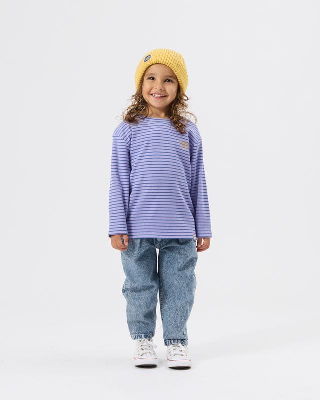 Goldie + Ace Girls Top 6-12M Essential Stripe Rib Top Purple