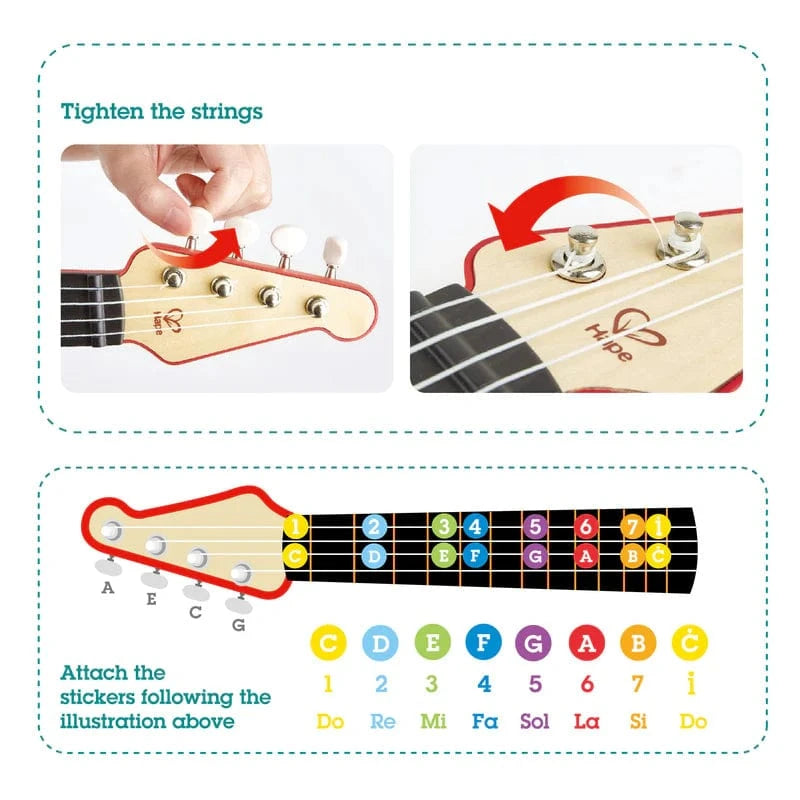 Hape Toys Learn with Lights Ukulele - Red