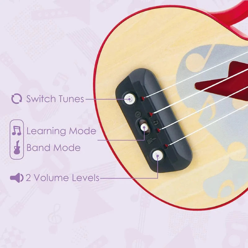 Hape Toys Learn with Lights Ukulele - Red