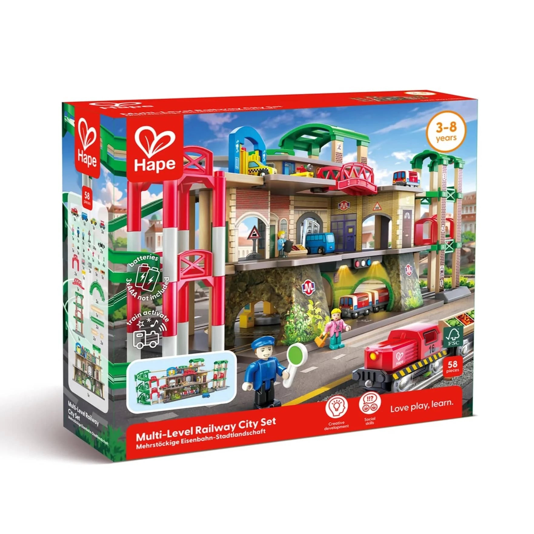 Hape Toys Multi-Level Railway City Set