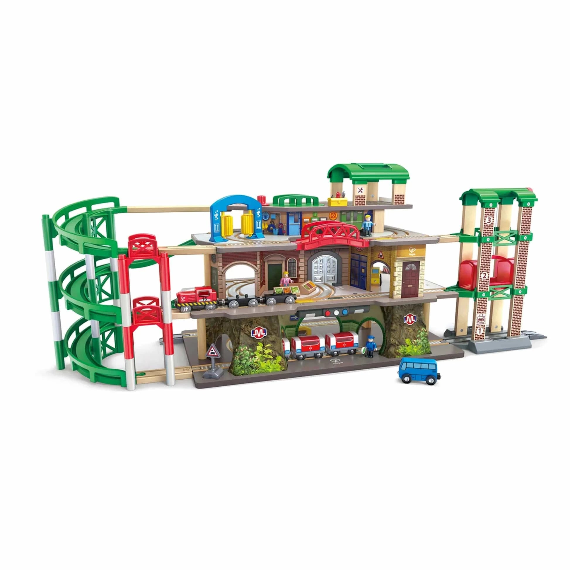 Hape Toys Multi-Level Railway City Set